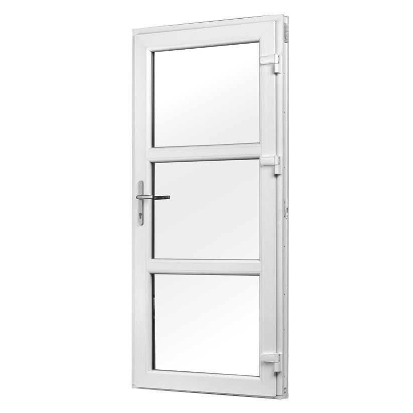 Facadedør terrassedør med 3 glas 88 x 189 i hvidt PVC