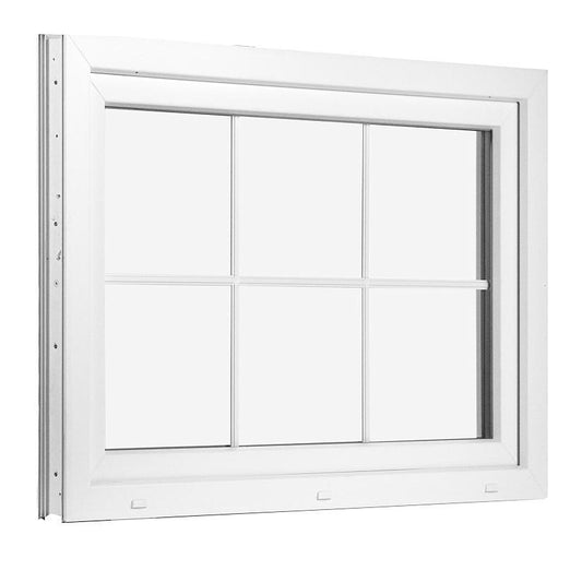 Hvidt kip/ind vindue B 119 x H 79 i PVC med sprosser og Termo glas